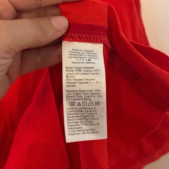 NWT J.Crew Linen Blend Mini Shift Dress In Red Size 00 - Picture 5 of 7